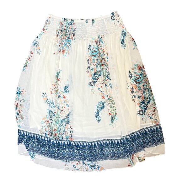 J. Jill Dresses & Skirts - J. Jill Womens White Boho Floral Print Smocked Waist Skirt L